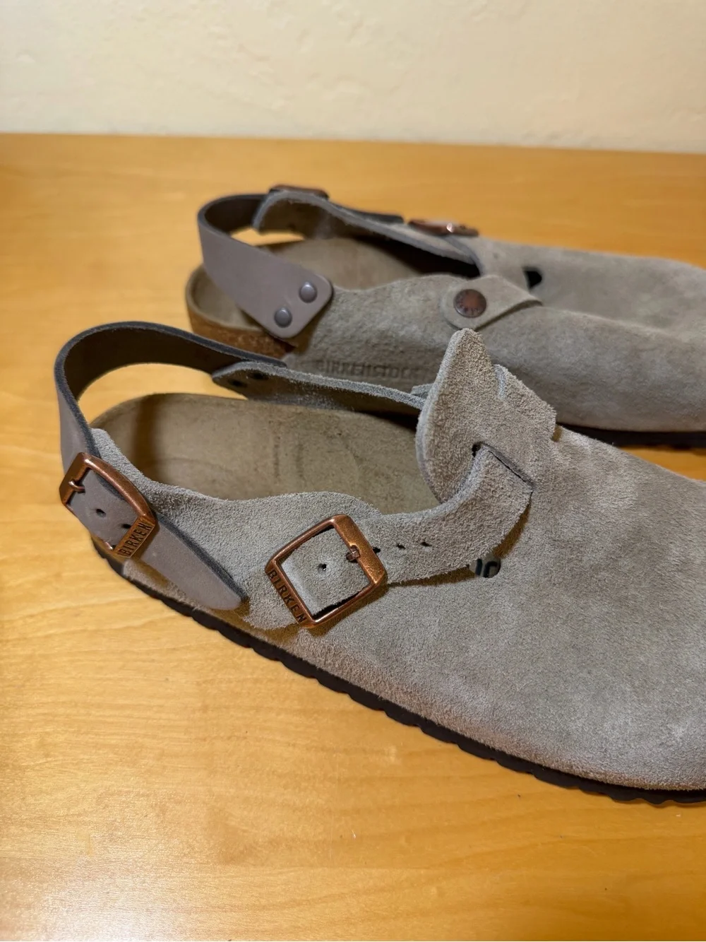 Birkenstock Tokio II Clogs Size 40 260CM Gray Suede Casual Buckle Closure